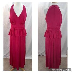 NWT J. Taylor Women's 14 Fuchsia Pink Maxi Dress Peplum